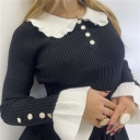 maglia in costina elasticizzata con colletto trick